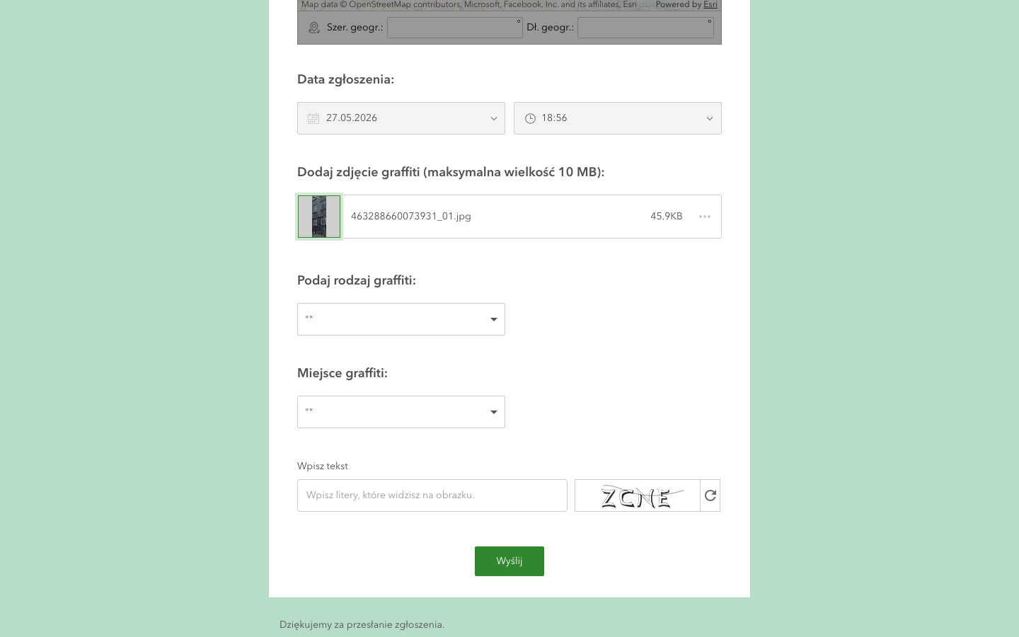 Survey123 form with CAPTCHA